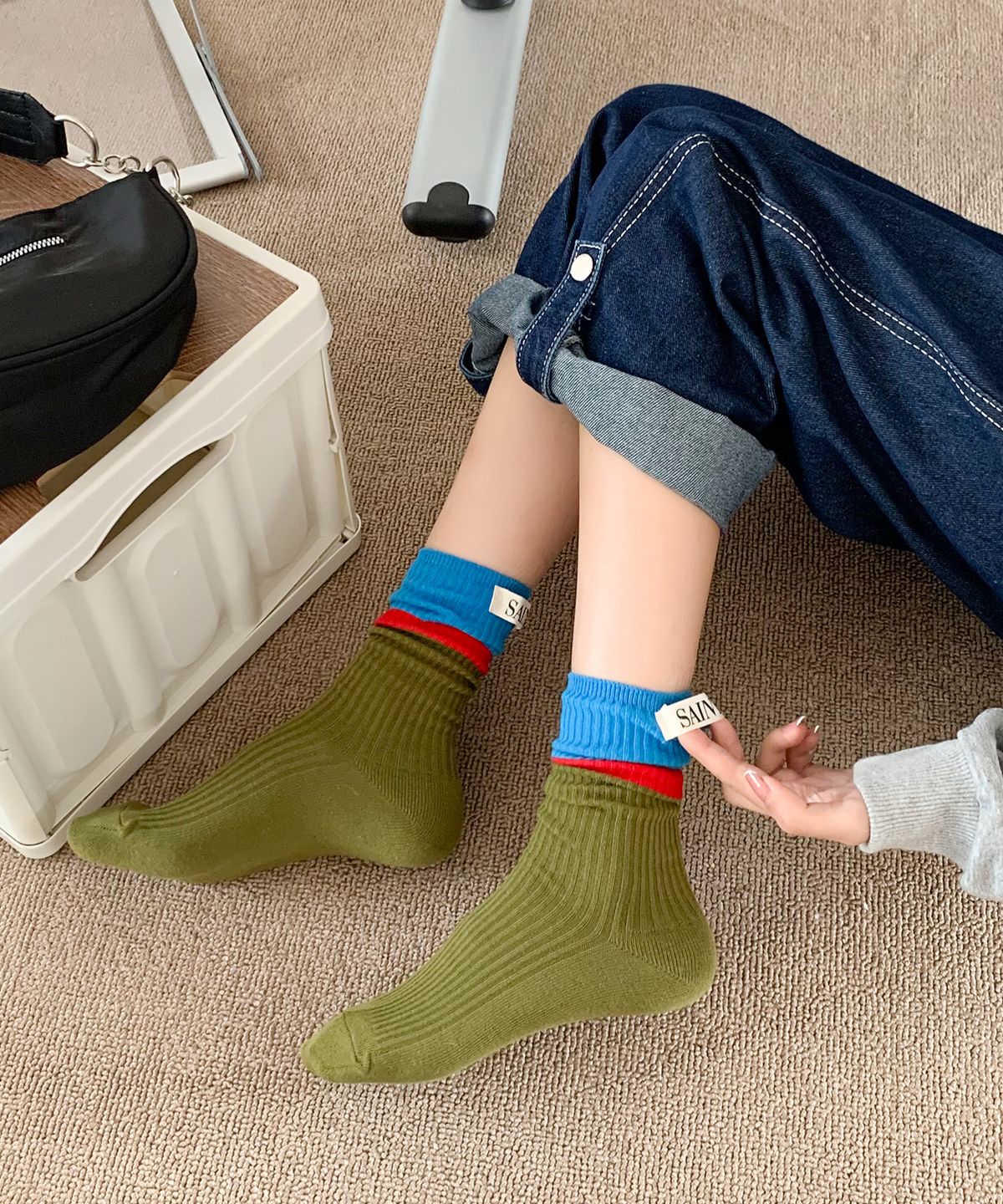 엔젤삭스(ANGEL SOCKS) [2개세트]1310쓰리톤탭면양말 여성 여자 컬러 패션 양말