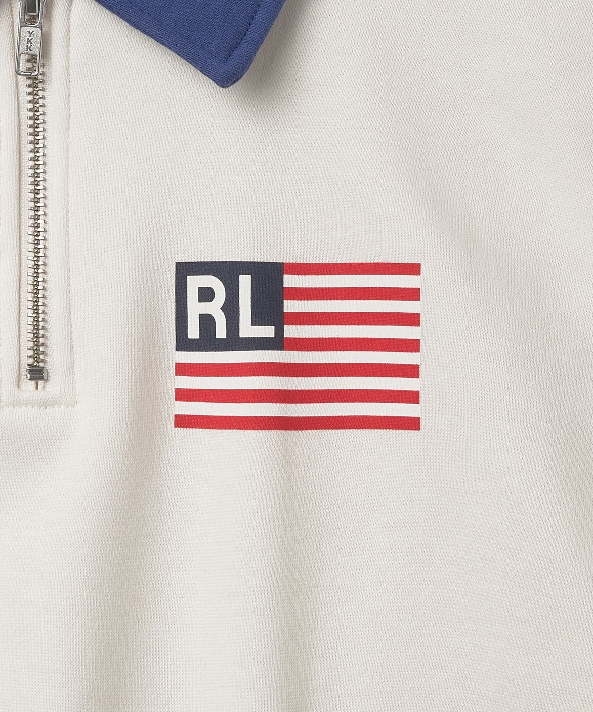 폴로 랄프 로렌(POLO RALPH LAUREN) W 로고 플래그 플리스 하프 지퍼 풀오버 - 덱워시 화이트