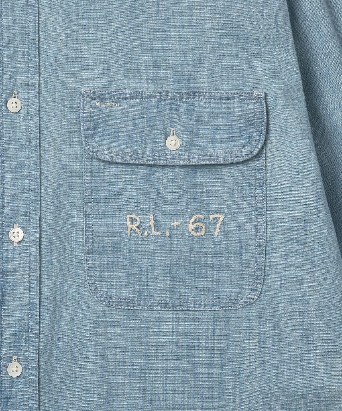 폴로 랄프 로렌(POLO RALPH LAUREN) W 엠브로더리 버튼 프론트 셔츠 - 샴브레이