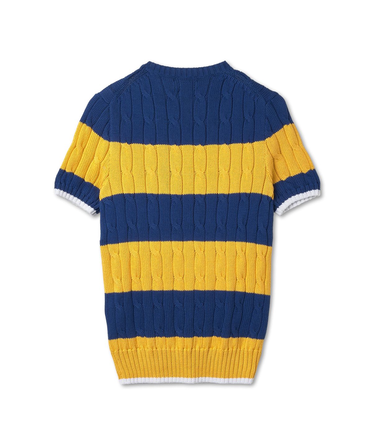 폴로 랄프 로렌(POLO RALPH LAUREN) W 스트라이프 케이블 니트 코튼 스웨터 - 블루 요트/화이트