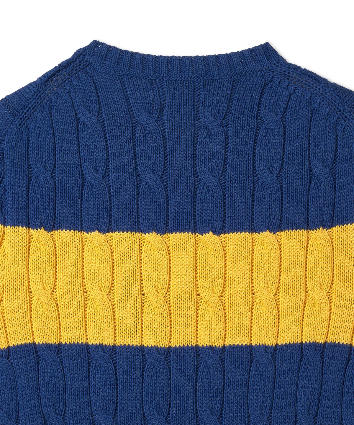 폴로 랄프 로렌(POLO RALPH LAUREN) W 스트라이프 케이블 니트 코튼 스웨터 - 블루 요트/화이트