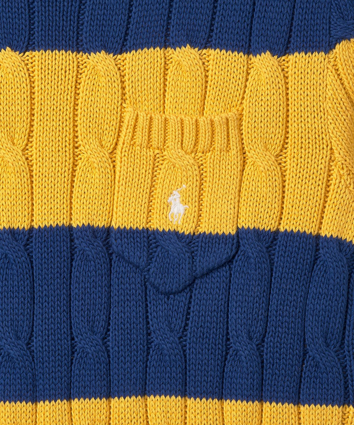 폴로 랄프 로렌(POLO RALPH LAUREN) W 스트라이프 케이블 니트 코튼 스웨터 - 블루 요트/화이트