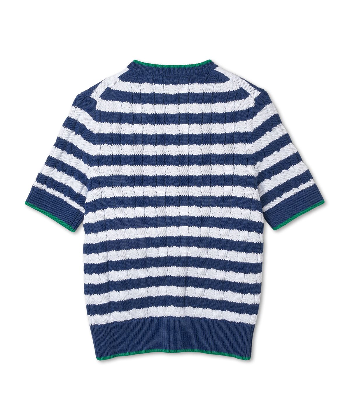 폴로 랄프 로렌(POLO RALPH LAUREN) W 스트라이프 케이블 니트 숏 슬리브 코튼 스웨터 - 블루 요트/화이트