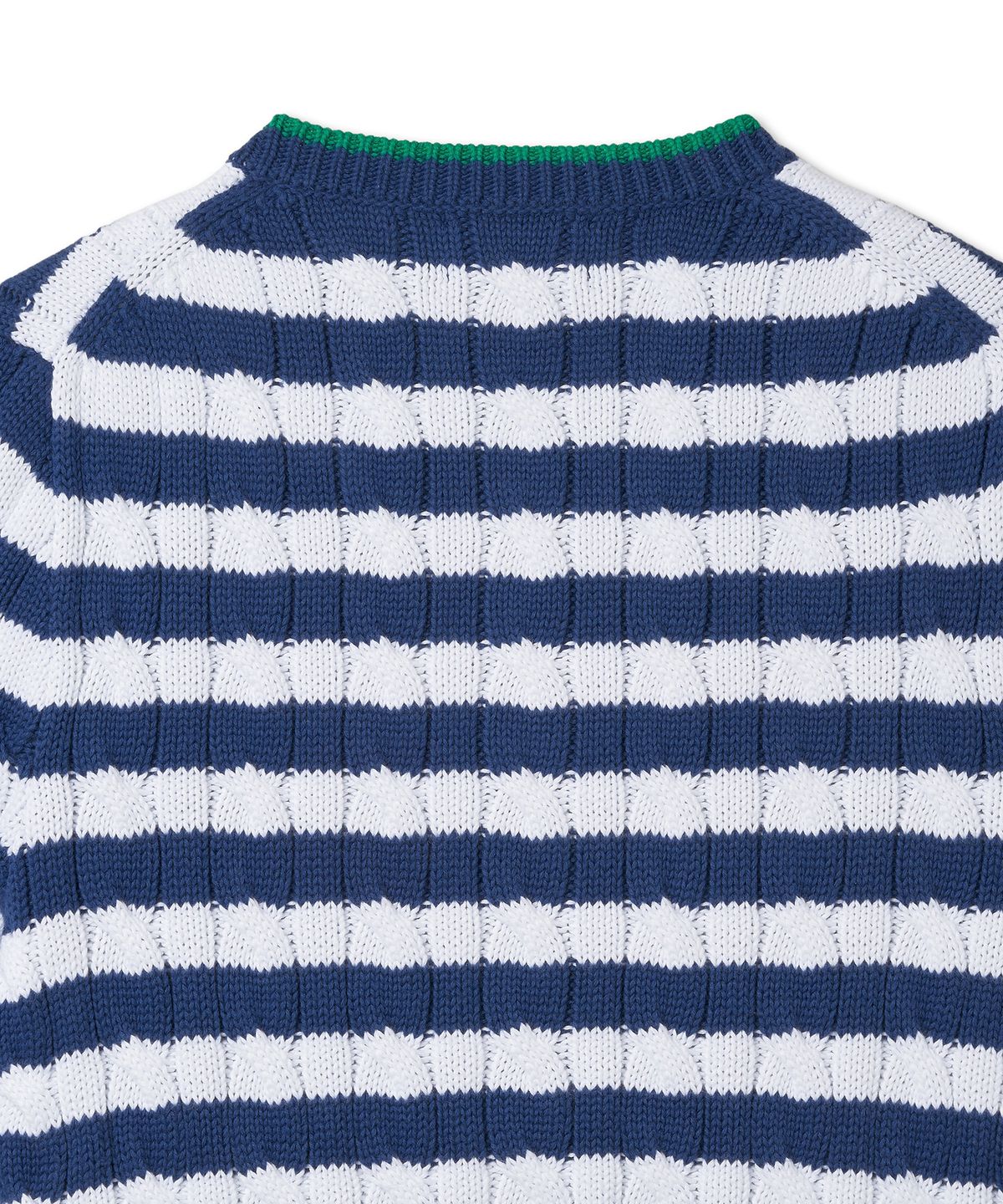 폴로 랄프 로렌(POLO RALPH LAUREN) W 스트라이프 케이블 니트 숏 슬리브 코튼 스웨터 - 블루 요트/화이트