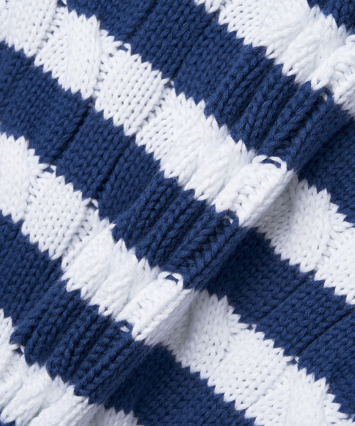 폴로 랄프 로렌(POLO RALPH LAUREN) W 스트라이프 케이블 니트 숏 슬리브 코튼 스웨터 - 블루 요트/화이트