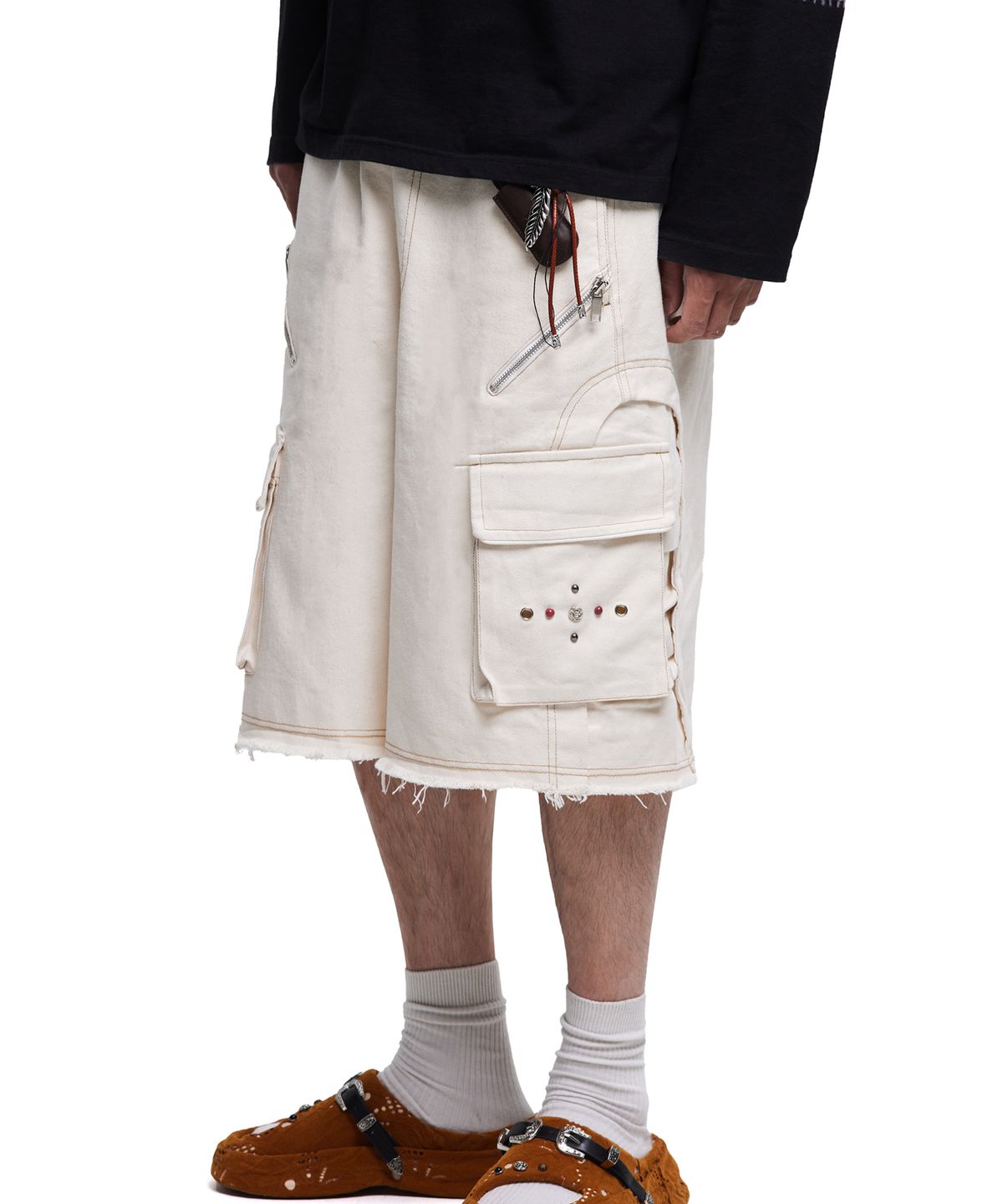 알에스에스씨(RSSC) RIVET CARGO BERMUDA PANTS - IVORY