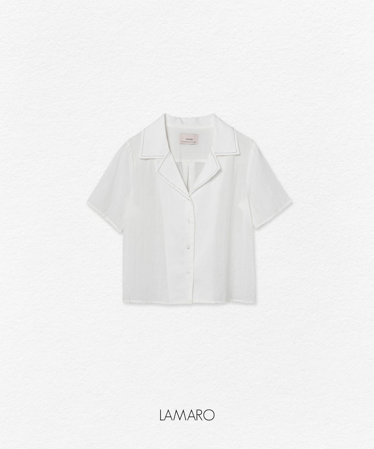 라마로(LAMARO) 엘린 린넨 자켓 카라 블라우스 (화이트)
