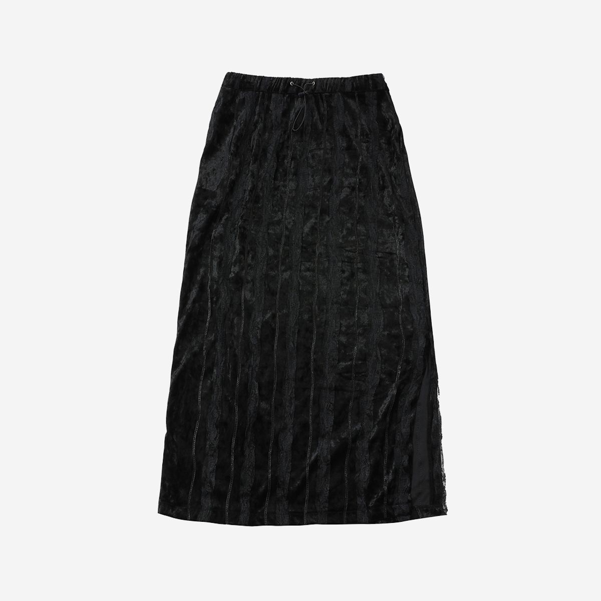 씬(SEEN) VELVET TAPE LONG SKIRT (Black)