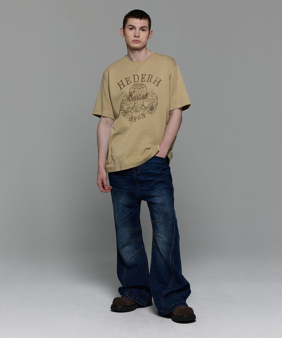 헤더헬렌(HEDER HELEN) MARIGOLD BEIGE HALF-T