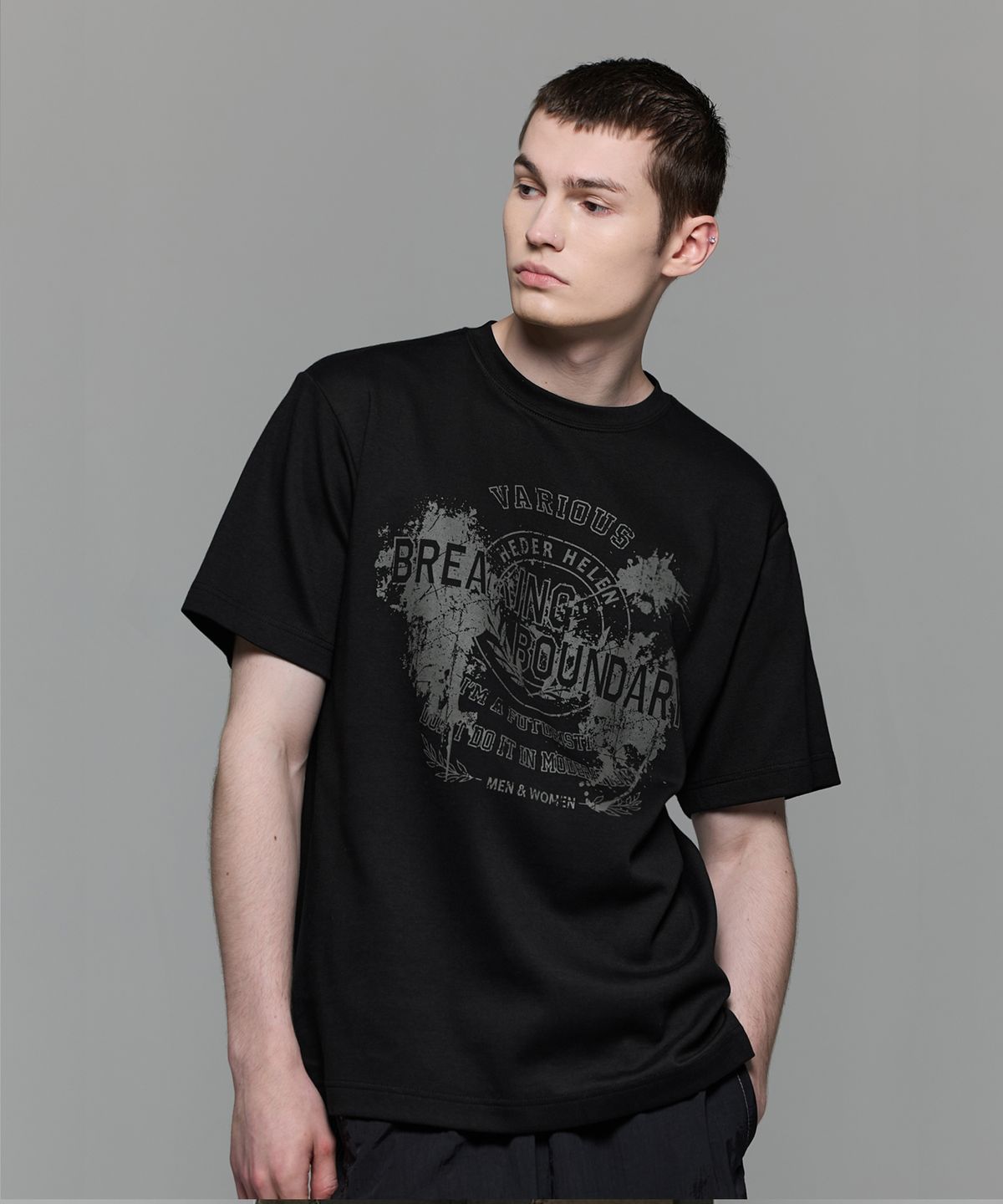 헤더헬렌(HEDER HELEN) VARIOUS BLACK HALF-T