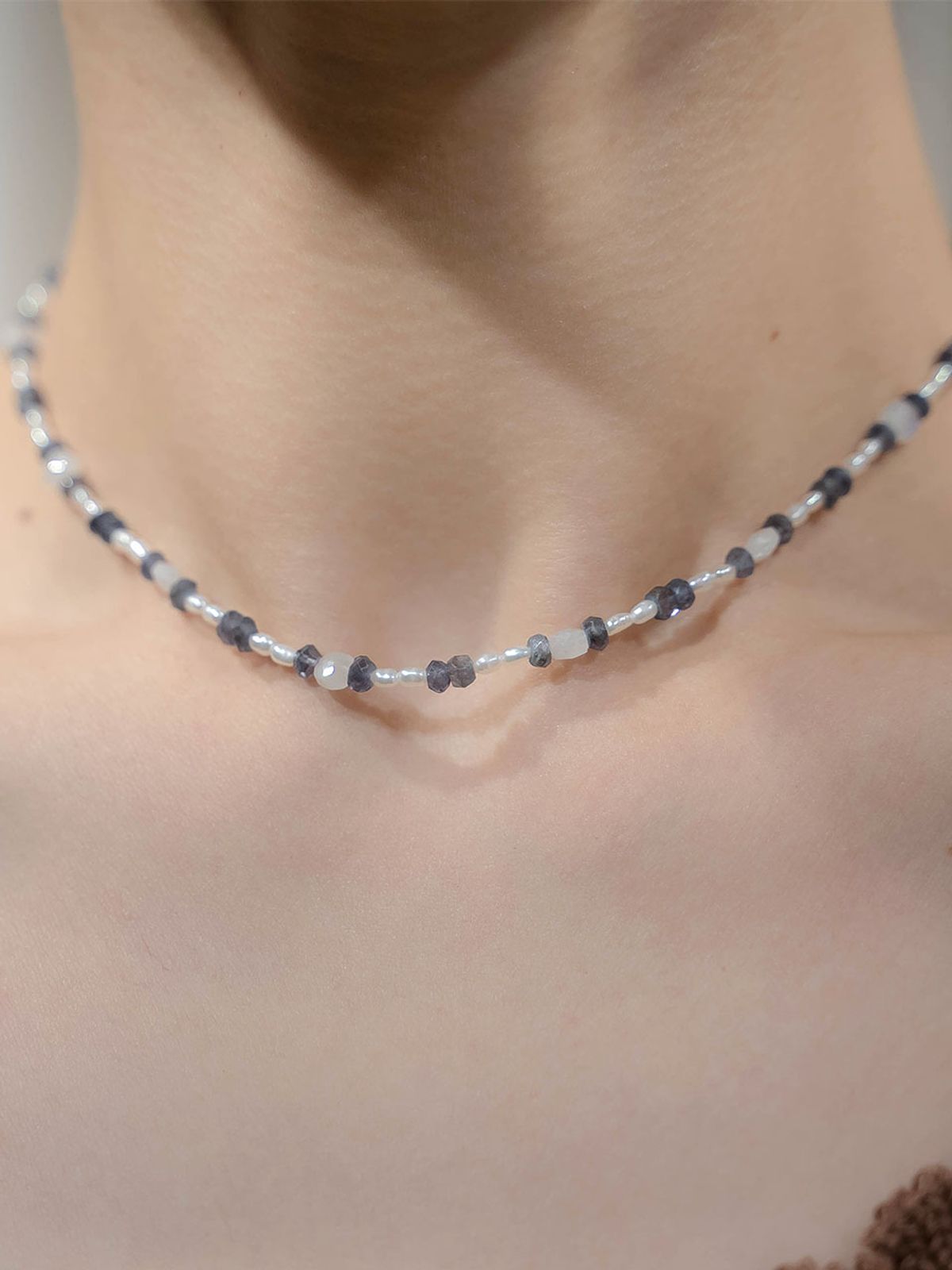 하랑(HARANG) HR 40N_Pearl Iolite Beads Necklace