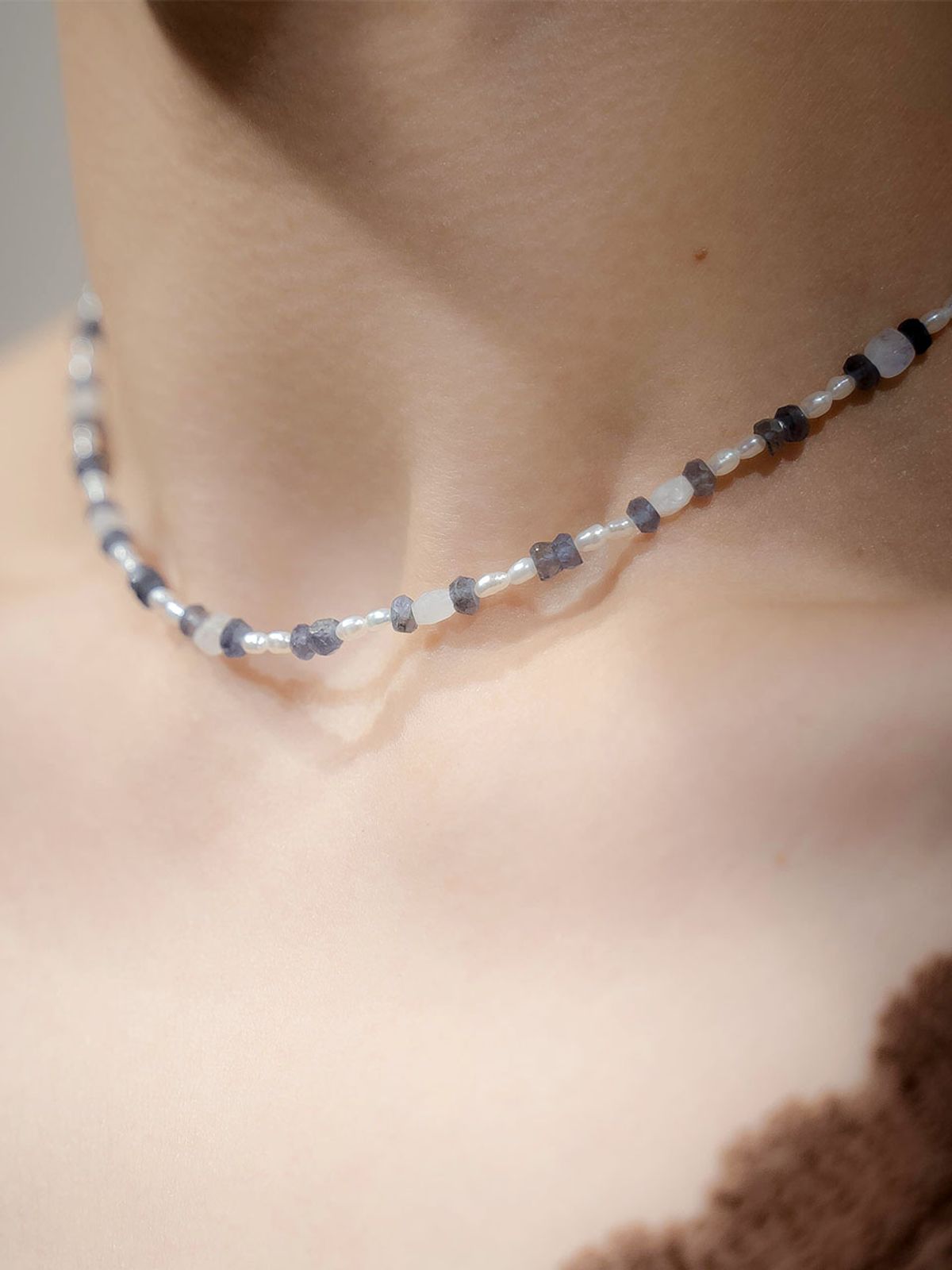 하랑(HARANG) HR 40N_Pearl Iolite Beads Necklace