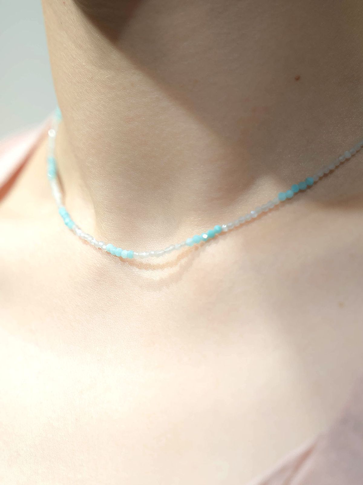 하랑(HARANG) HR 45N_Aquamarine Labradorite Beads Necklace