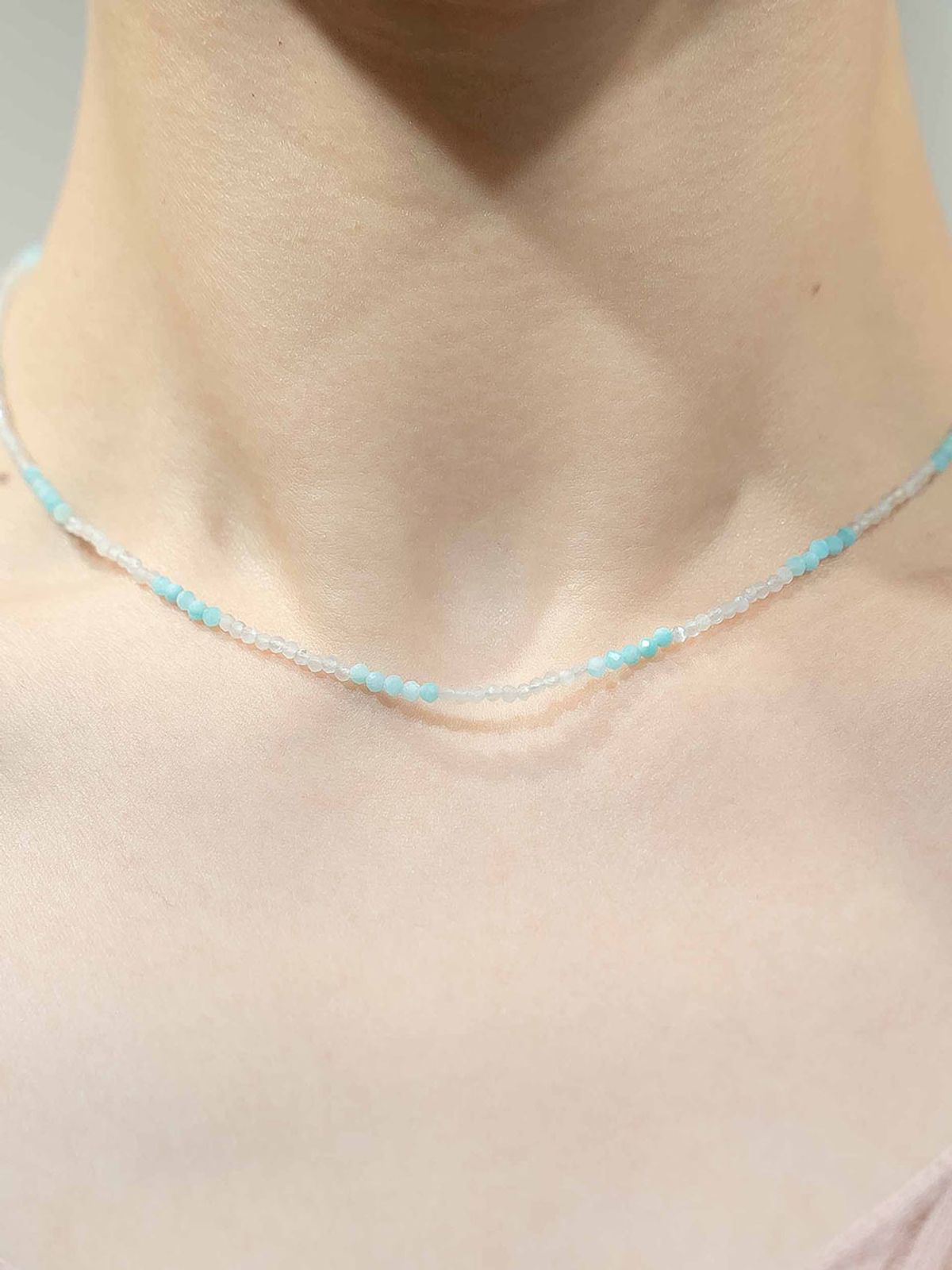 하랑(HARANG) HR 45N_Aquamarine Labradorite Beads Necklace