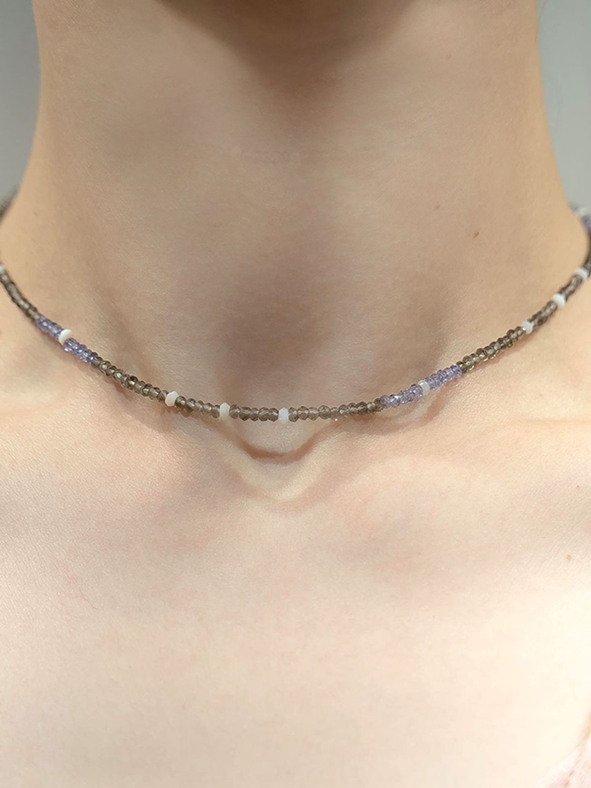 하랑(HARANG) HR 46N_Smoky Quartz Gemstone Beads Necklace