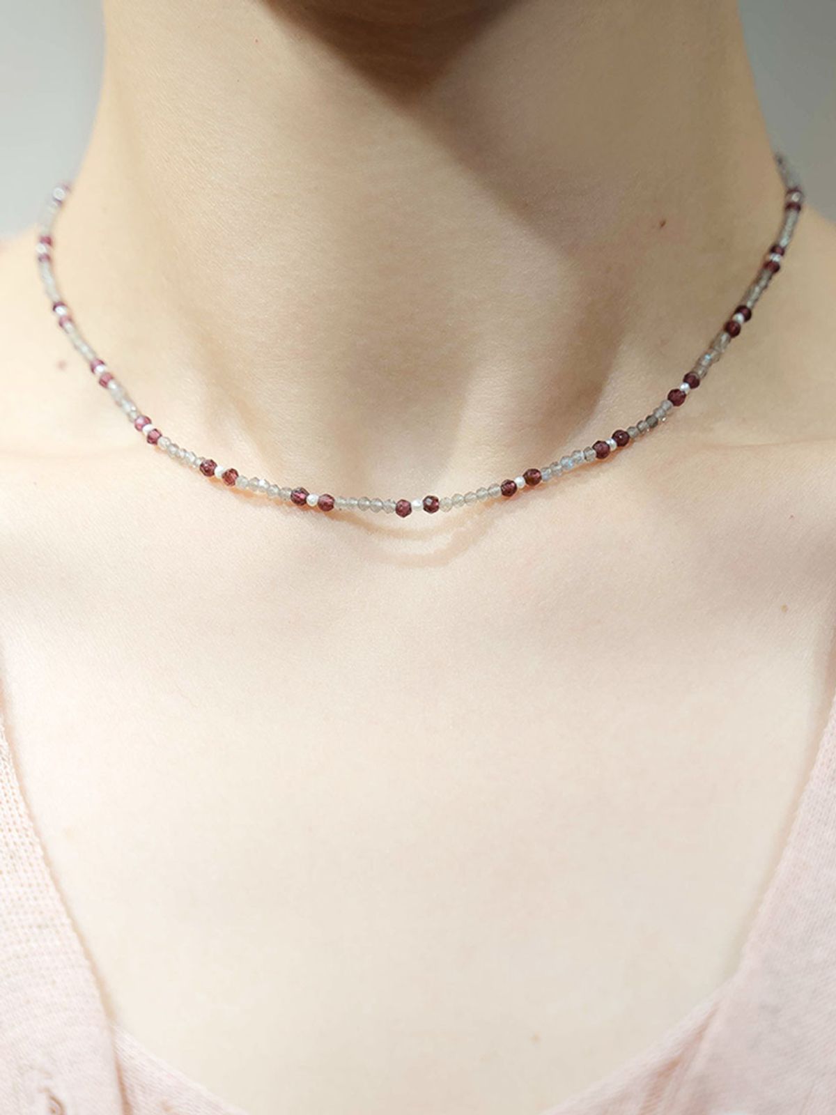하랑(HARANG) HR 50N_Pearl Point Gemstone Beads Necklace