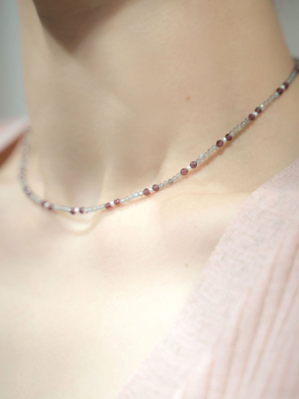 하랑(HARANG) HR 50N_Pearl Point Gemstone Beads Necklace