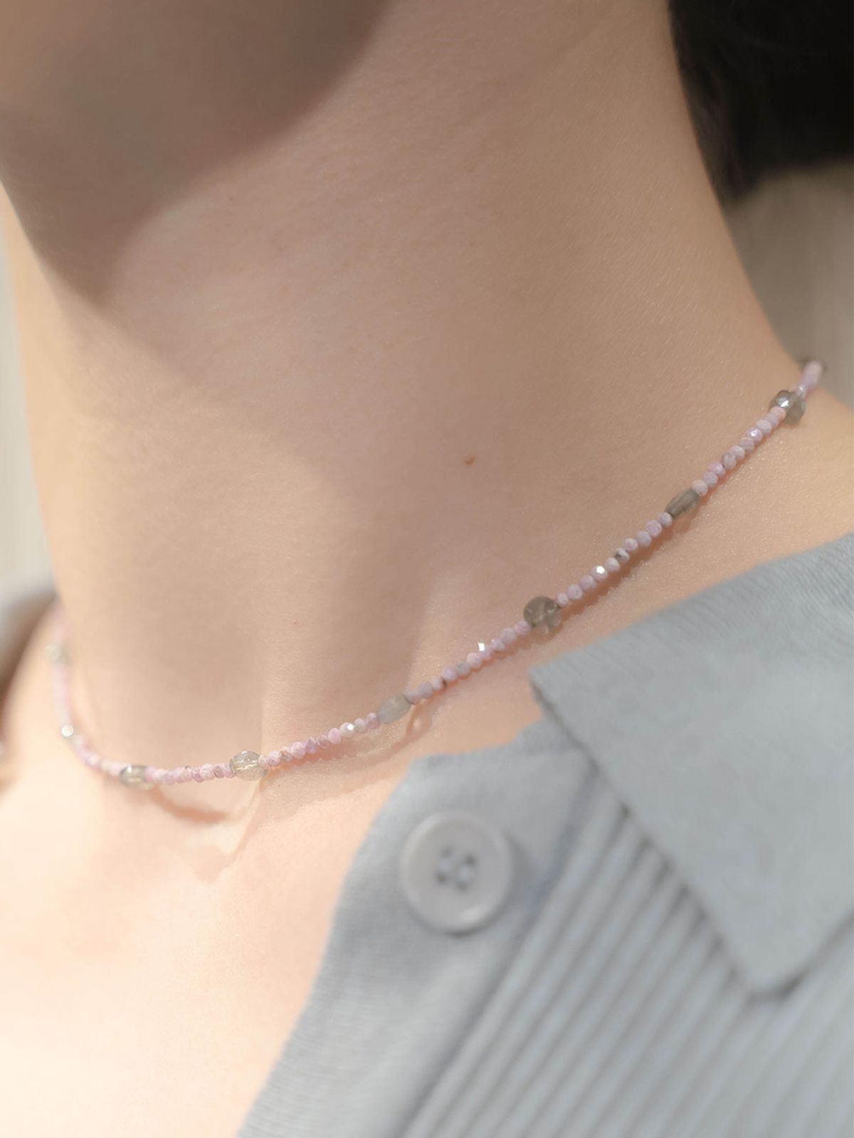 하랑(HARANG) HR 54N_Labradorite Ruby Beads Necklace