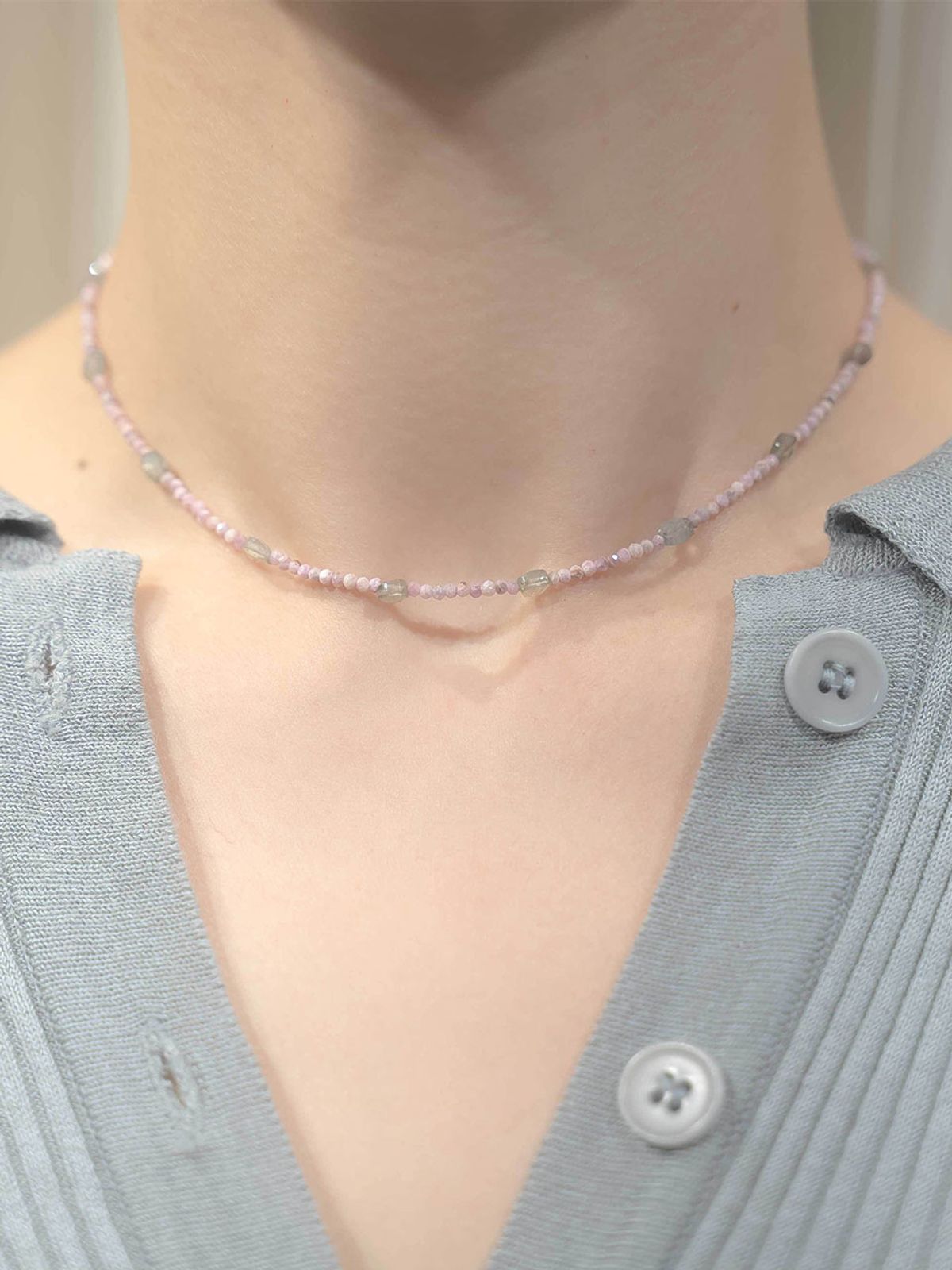 하랑(HARANG) HR 54N_Labradorite Ruby Beads Necklace