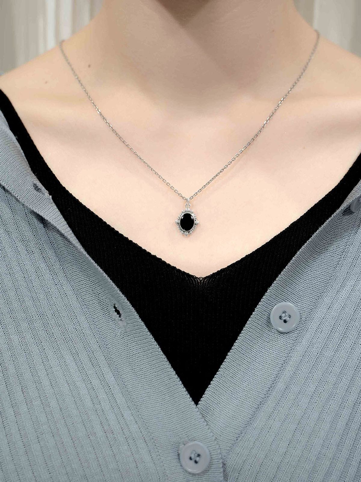 하랑(HARANG) HR 62N_Onyx Pendant Necklace