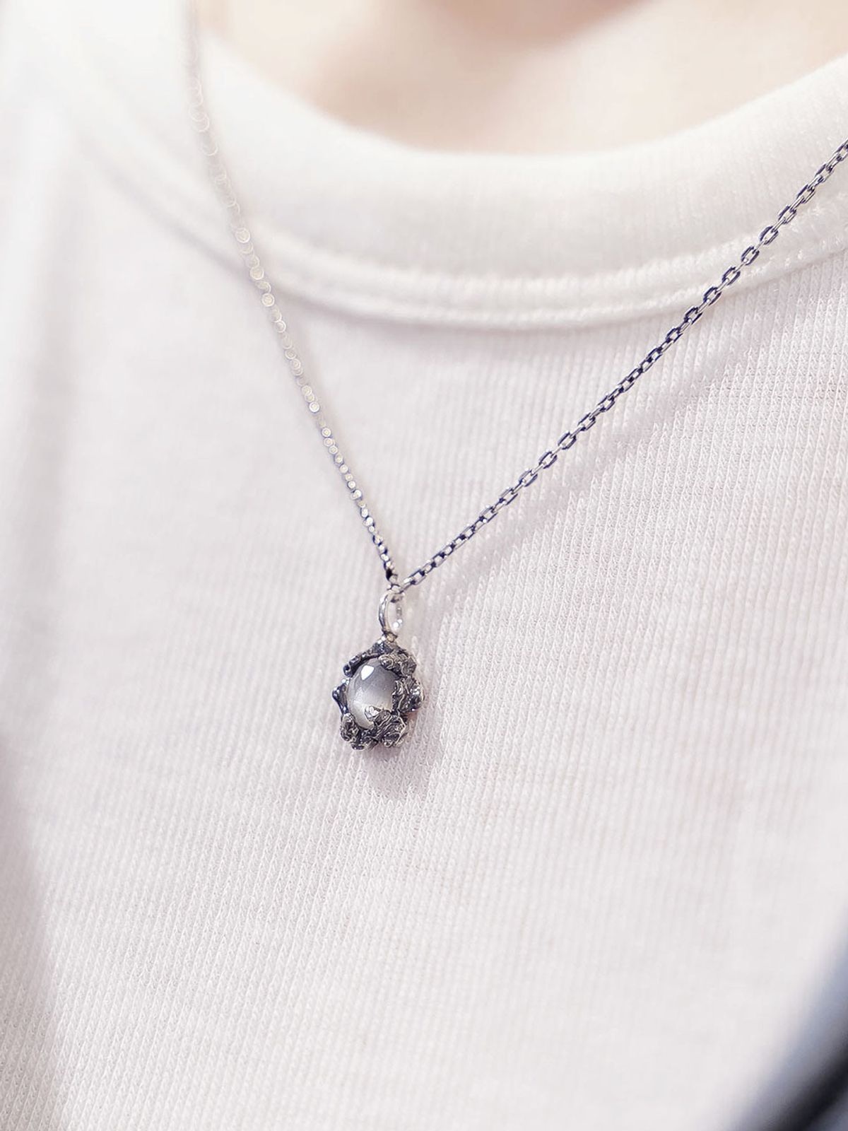 하랑(HARANG) HR 207N_Grey Moonstone Necklace