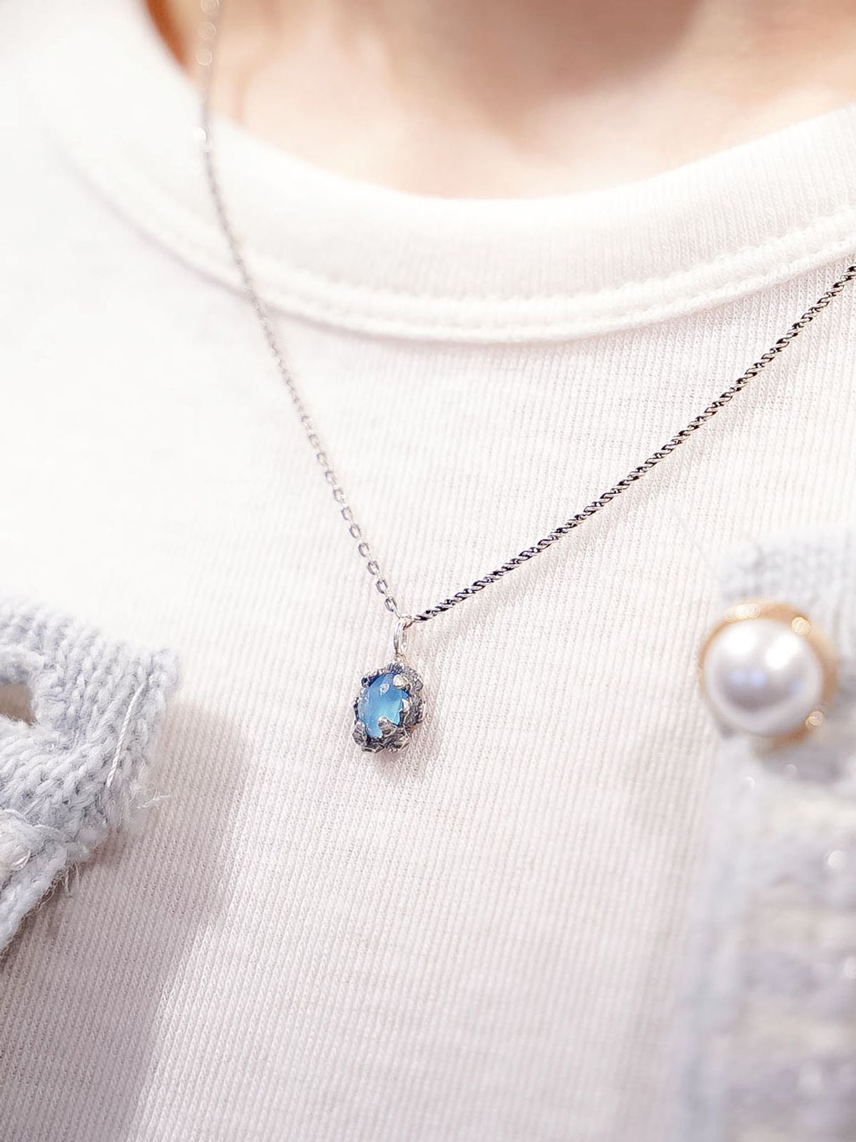 하랑(HARANG) HR 211N_Heated Blue Calcite Necklace