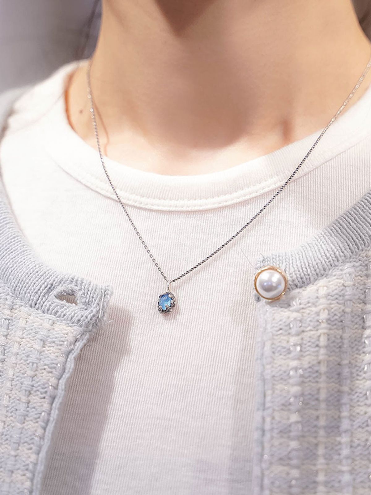 하랑(HARANG) HR 211N_Heated Blue Calcite Necklace