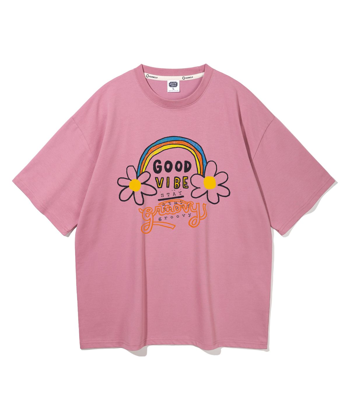 앨빈클로(ALVINCLO) [CP] GOOD VIBE FLOWER 오버핏 반팔티 AST4584 (4 COLOR)