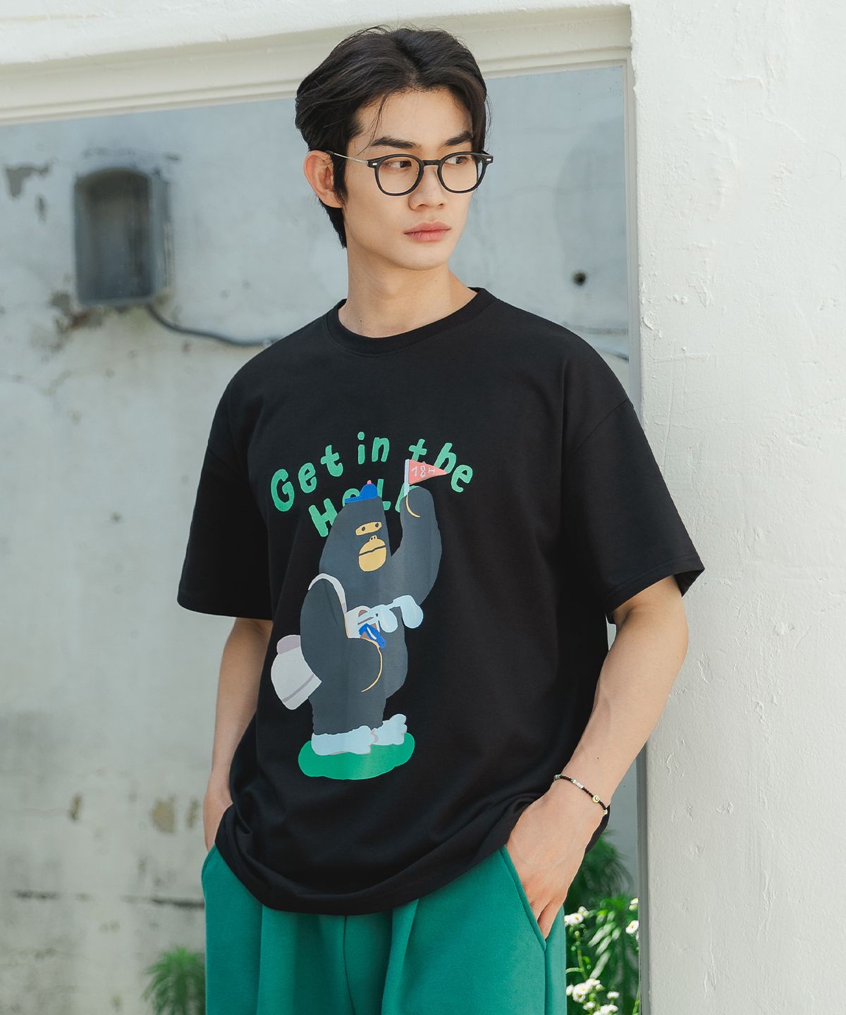앨빈클로(ALVINCLO) [CP] Gorilla 골퍼 오버핏 반팔티 오버핏 반팔티 AST4596 (4 COLOR)