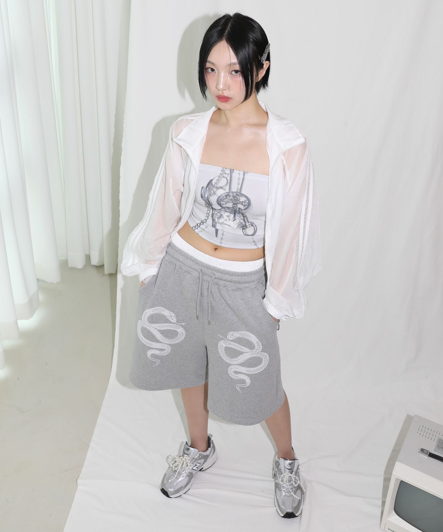 ★2025SS新作★CLUT STUDIO★Snake Bermuda Sweat Pants MUSINSA | CLUT STUDIO Snake Bermuda Sweat Pants - Gray