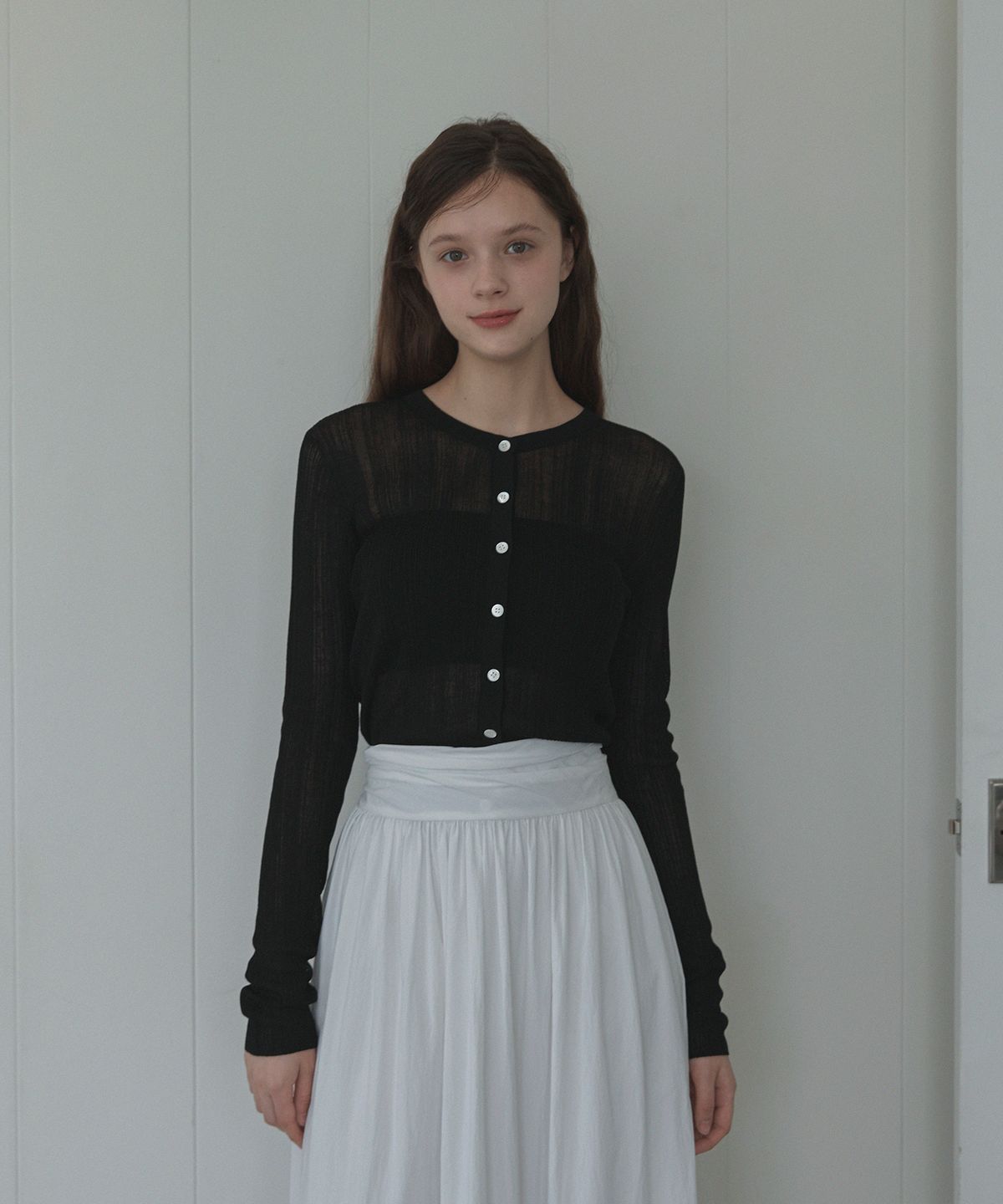 하우스 오브 폰드(HOUSE OF POND) Shade rib cardigan (Black)