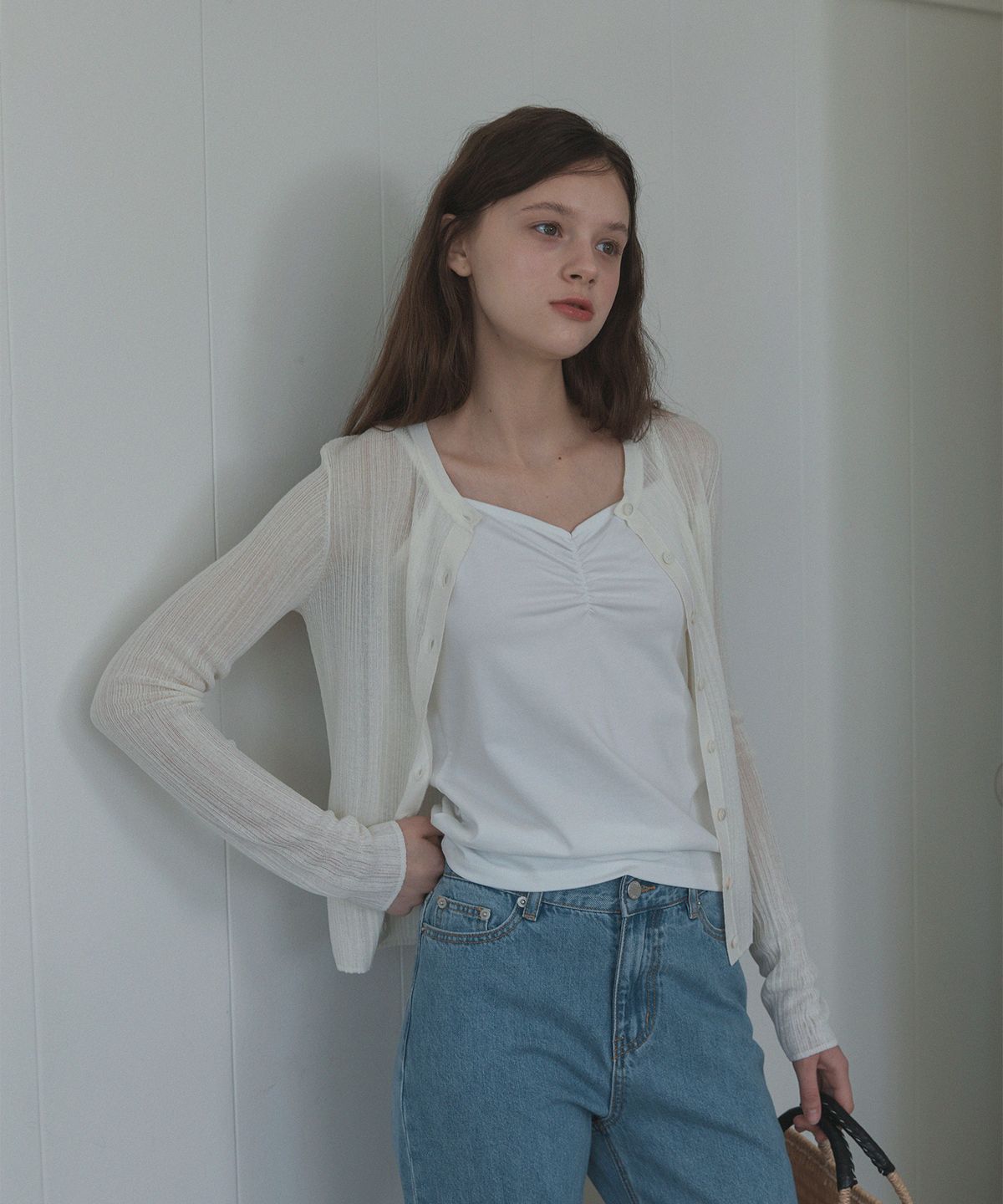하우스 오브 폰드(HOUSE OF POND) Shade rib cardigan (Ivory)