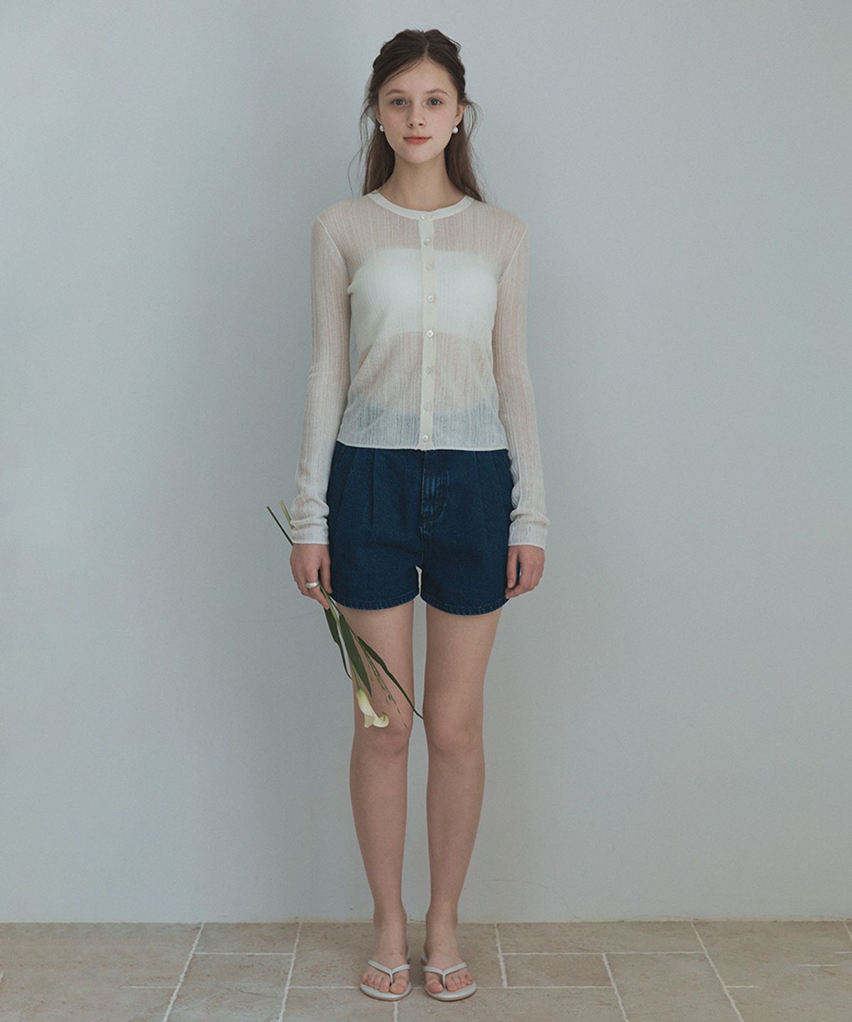 하우스 오브 폰드(HOUSE OF POND) Shade rib cardigan (Ivory)