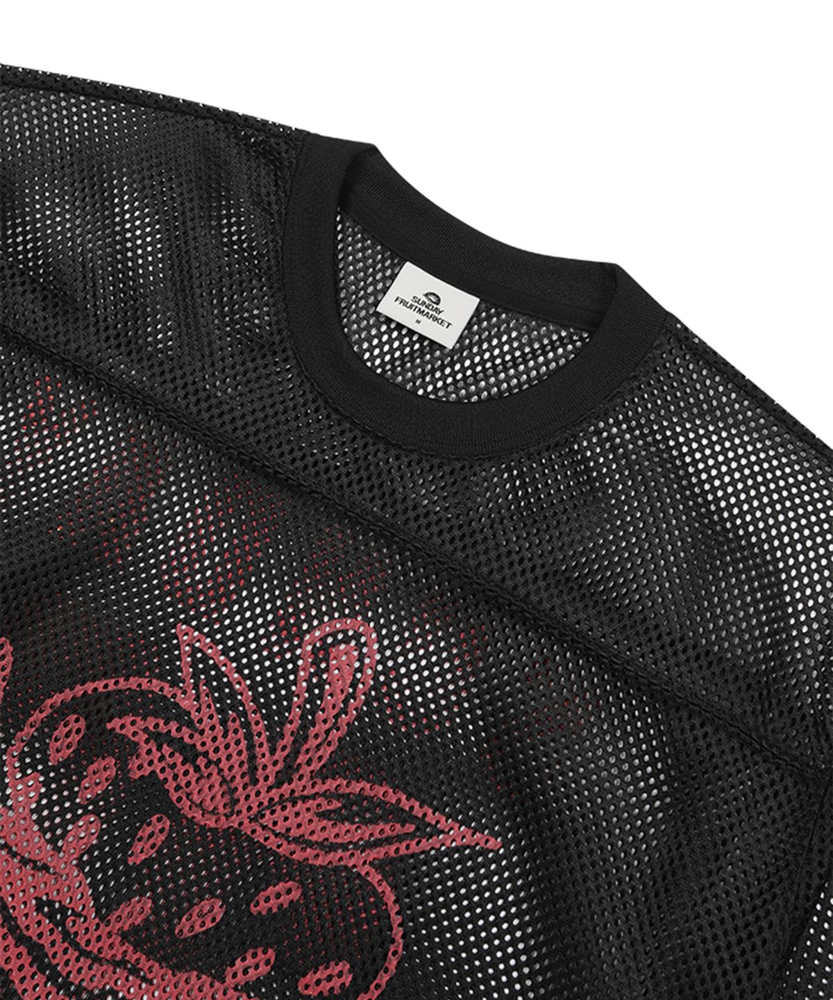 선데이후르츠마켓(SUNDAY FRUIT MARKET) STRAWBERRY MESH TEE BLACK
