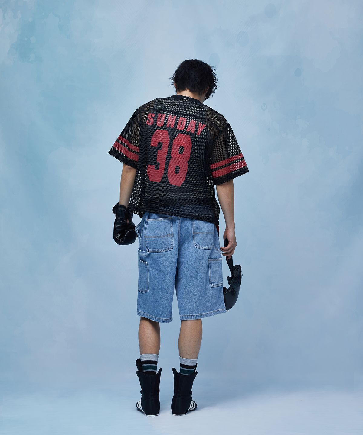 선데이후르츠마켓(SUNDAY FRUIT MARKET) STRAWBERRY MESH TEE BLACK