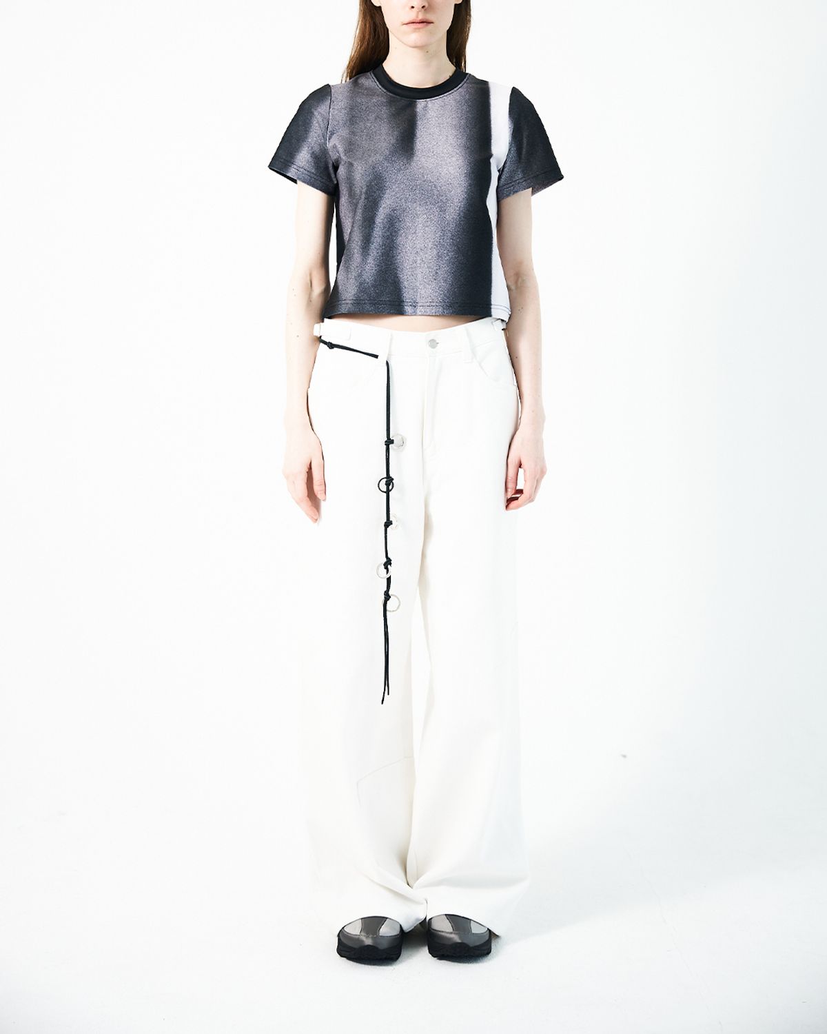 씬(SEEN) Curtain CROP T-SHIRTS (Black)