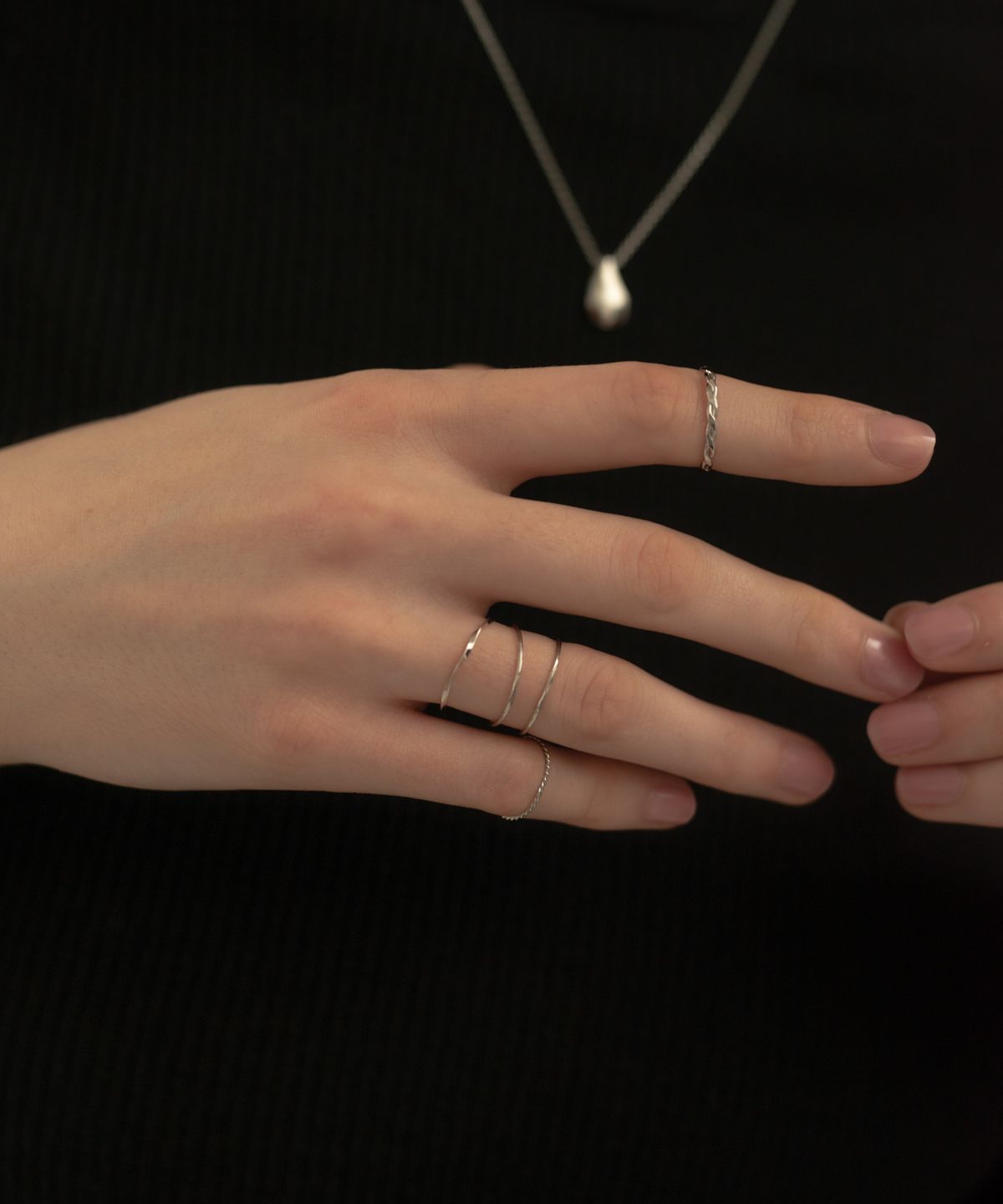 노비스도쿄(NOVICE TOKYO) 얇은 로프 반지 5개 세트 Thin Rope Ring 5 set