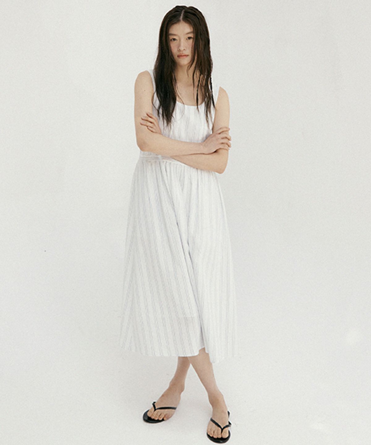 링서울(LINGSEOUL) stripe sleeveless dress-blue