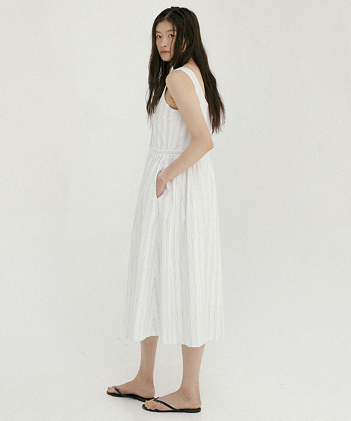 링서울(LINGSEOUL) stripe sleeveless dress-blue