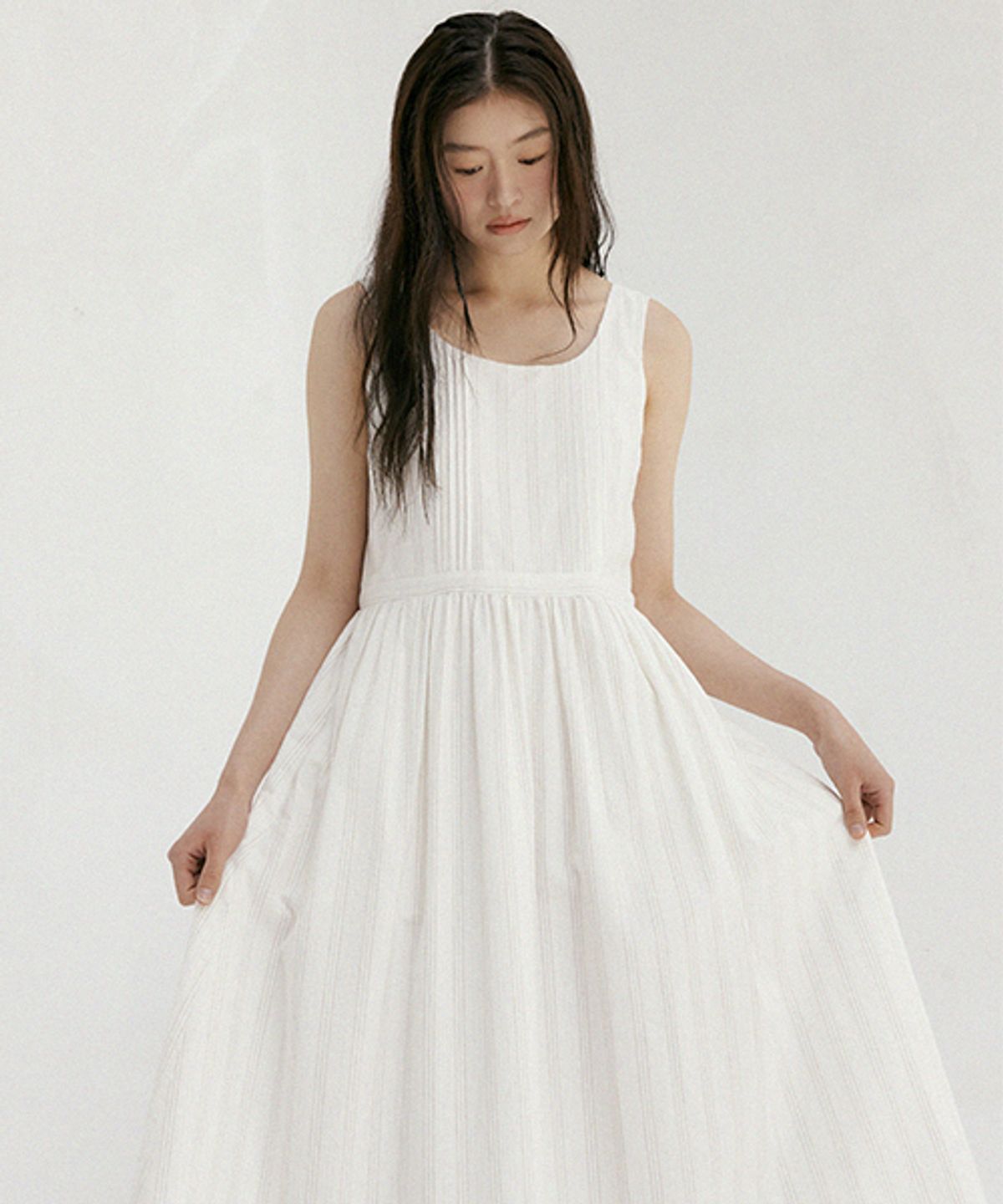 링서울(LINGSEOUL) stripe sleeveless dress-beige