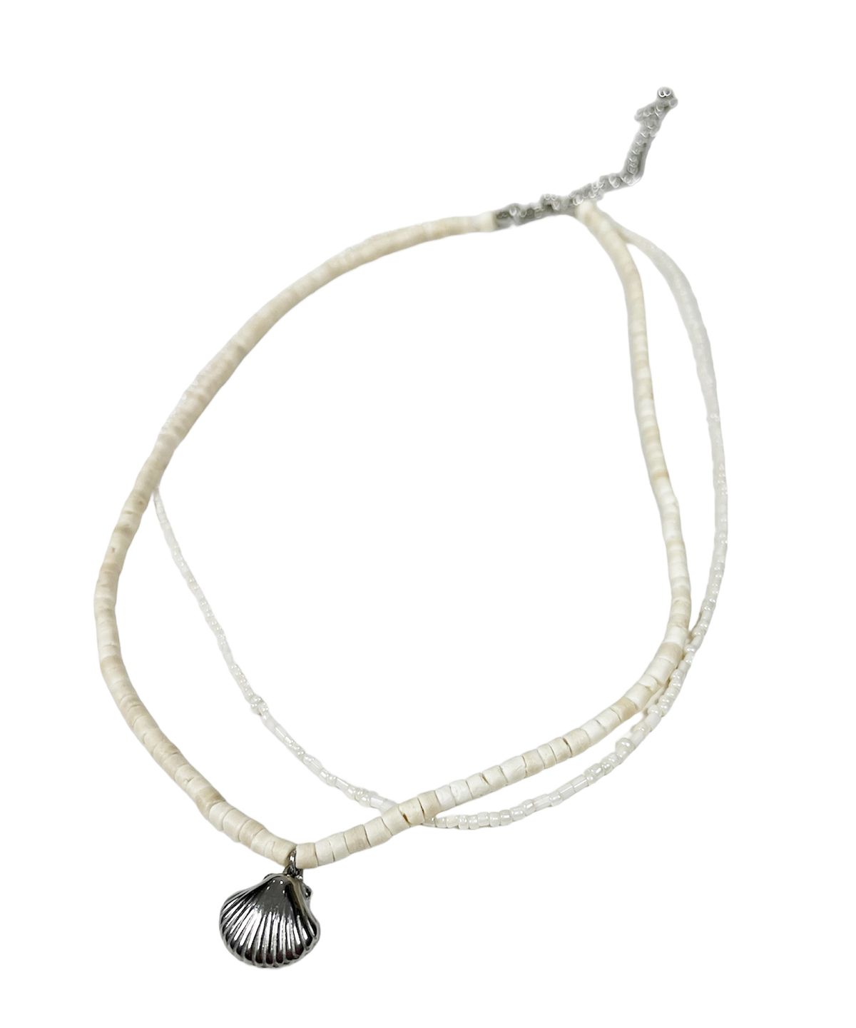 스케이터락(SK8ER ROCK) Shell Double Chain Necklace (Ivory)