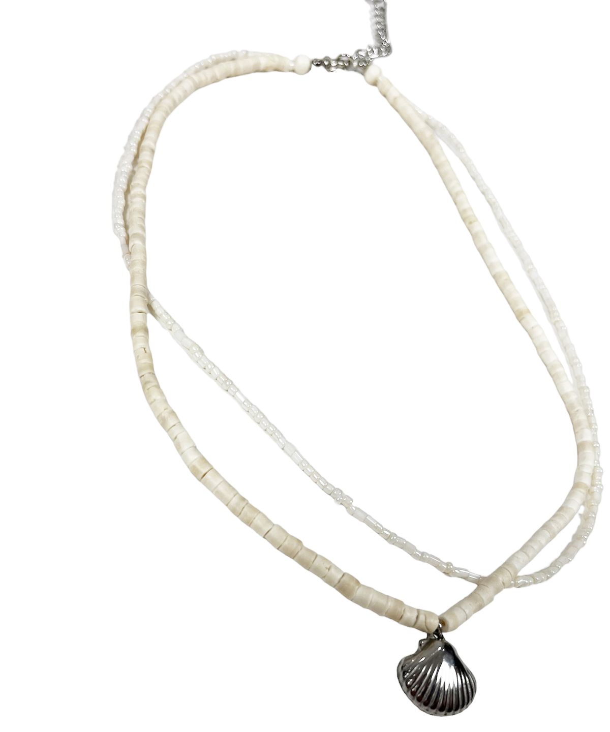 스케이터락(SK8ER ROCK) Shell Double Chain Necklace (Ivory)