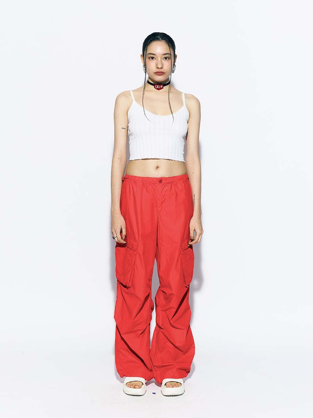 에즈이프 캘리(ASIF CALIE) PARACHUTE CARGO PANTS RED