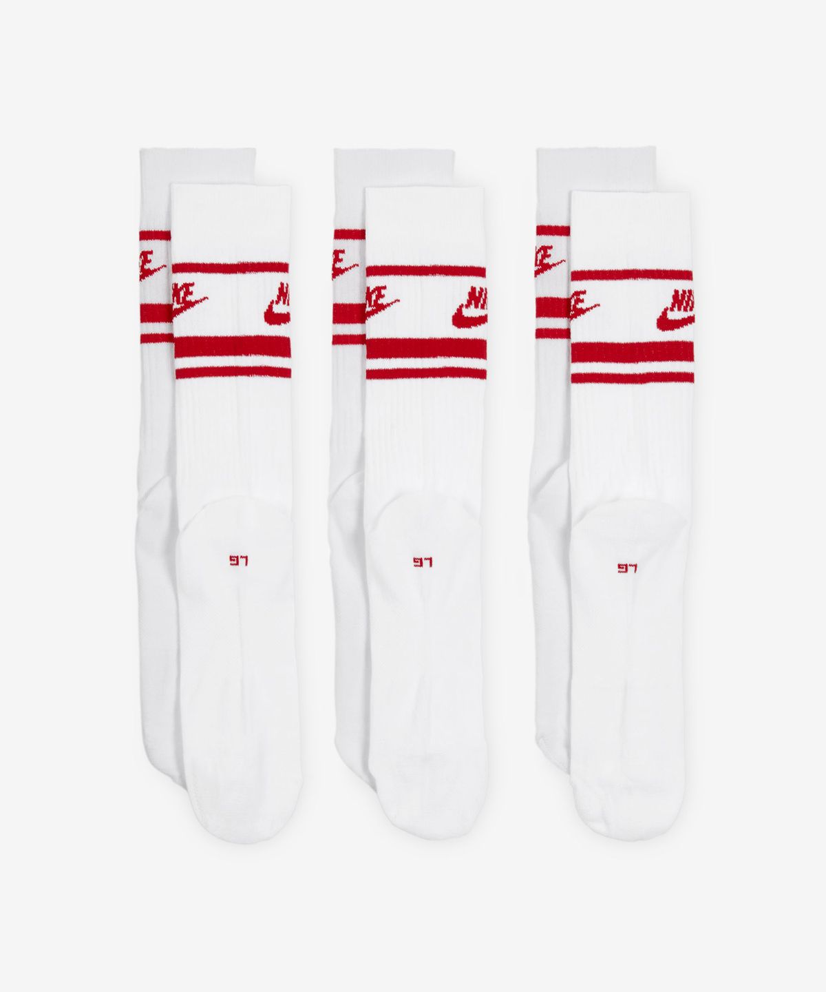나이키(NIKE) 스포츠웨어 드라이 핏 에브리데이 에센셜 크루 삭스(3켤레) - 화이트:유니버시티 레드 / DX5089-102