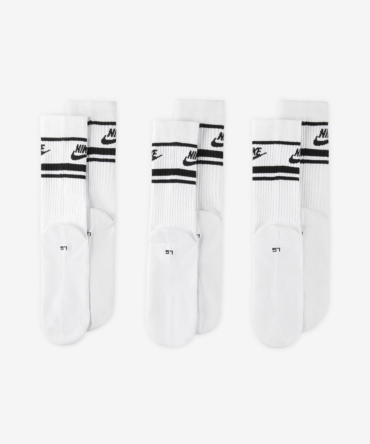 나이키(NIKE) 스포츠웨어 드라이 핏 에브리데이 에센셜 크루 삭스(3켤레) - 화이트:블랙:블랙 / DX5089-103