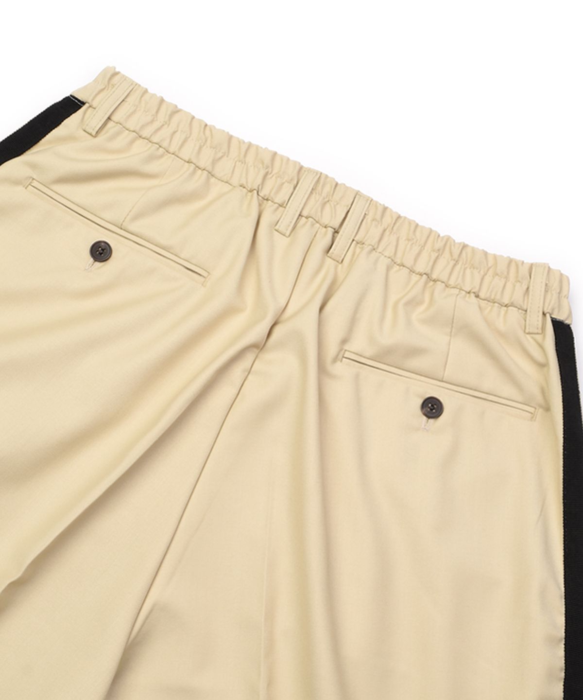 씨오엠이(COME) [UNISEX] Satin-Trimmed Motorsport Trousers (Beige)