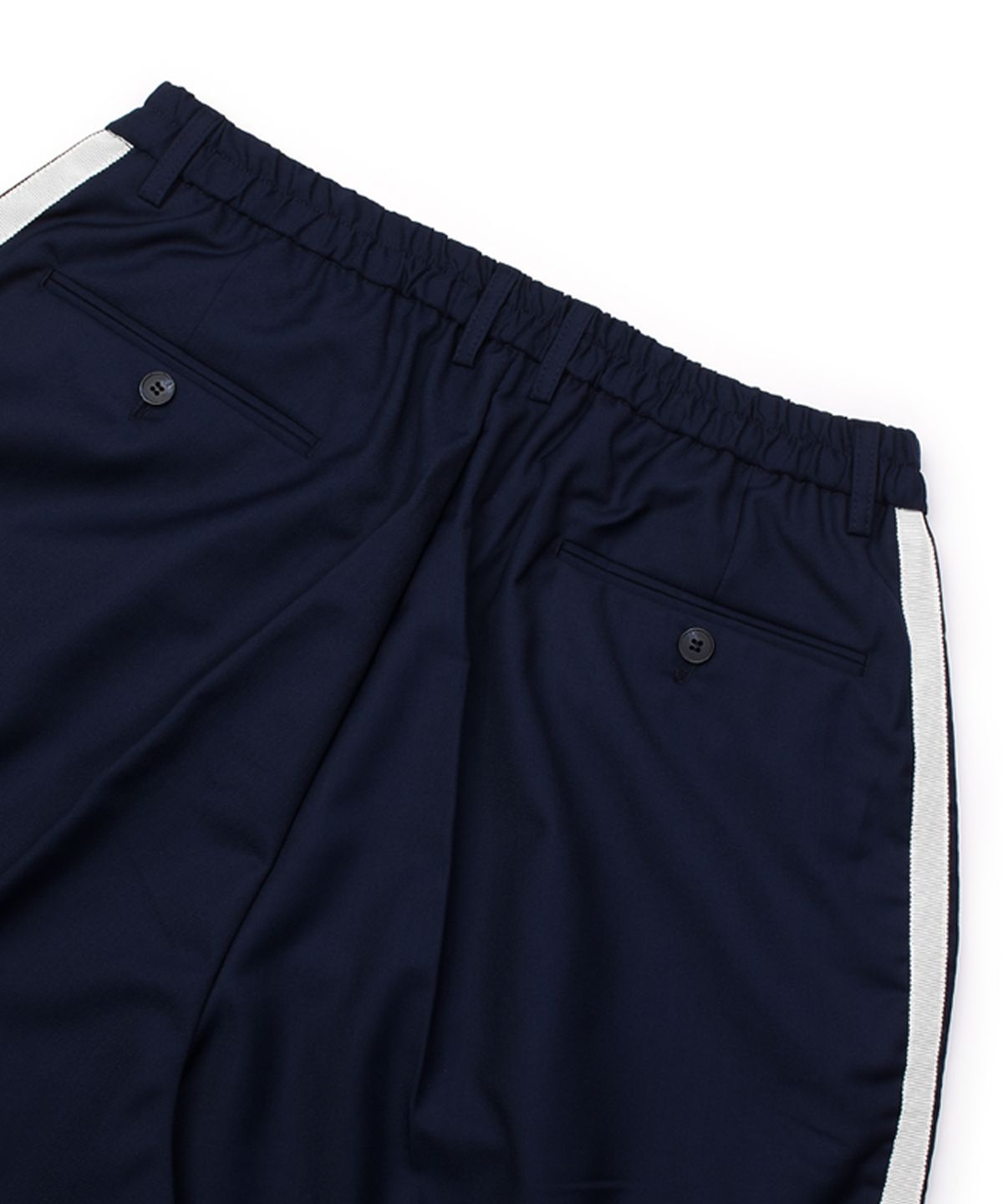 씨오엠이(COME) [UNISEX] Satin-Trimmed Motorsport Trousers (Navy)