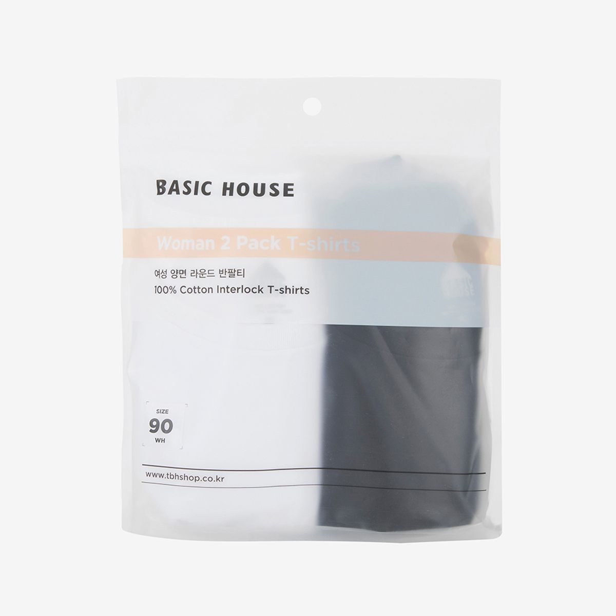 베이직하우스(BASIC HOUSE) [2PACK] 여성 프리미엄 순면 40수 반팔티셔츠(3칼라)