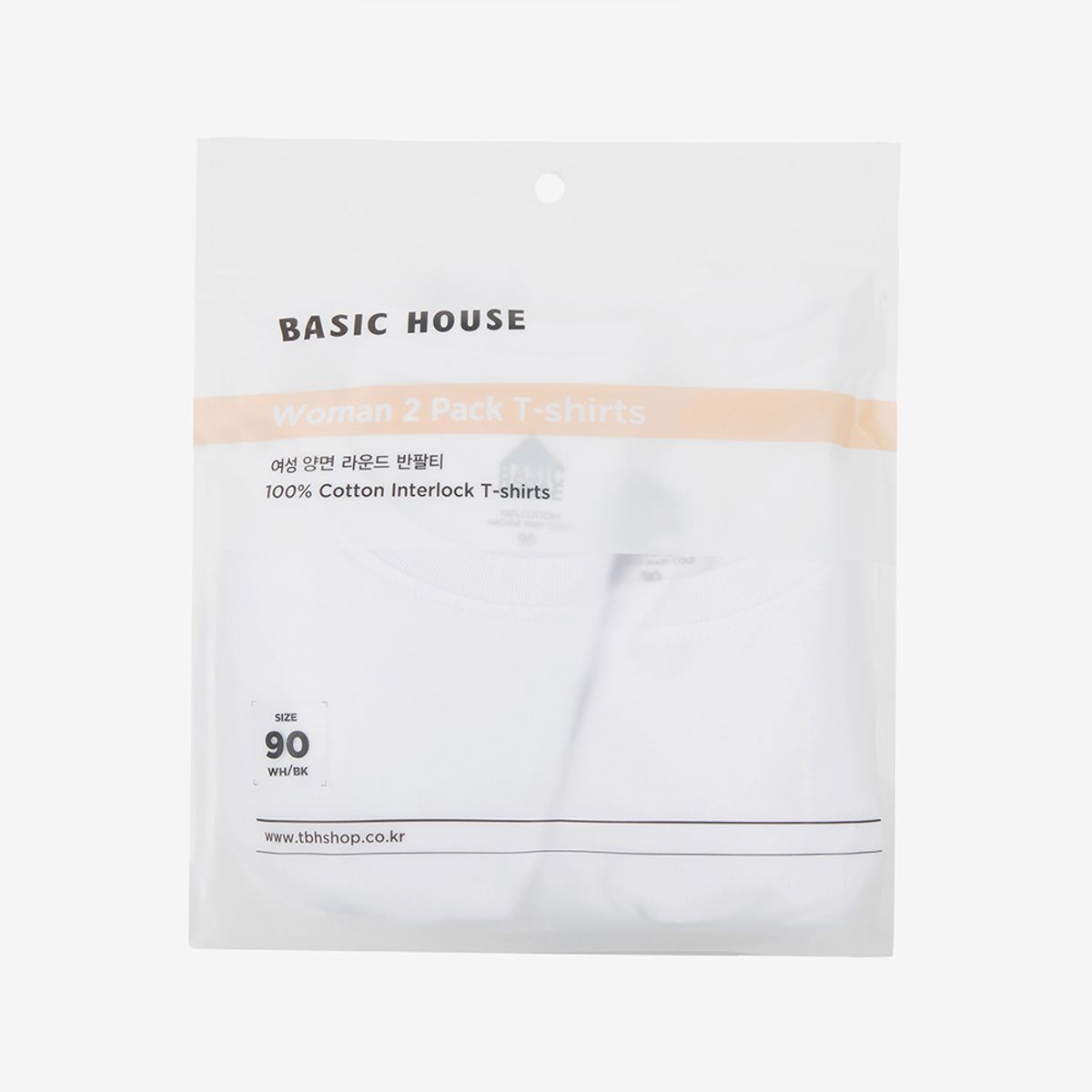 베이직하우스(BASIC HOUSE) [2PACK] 여성 프리미엄 순면 40수 반팔티셔츠(3칼라)