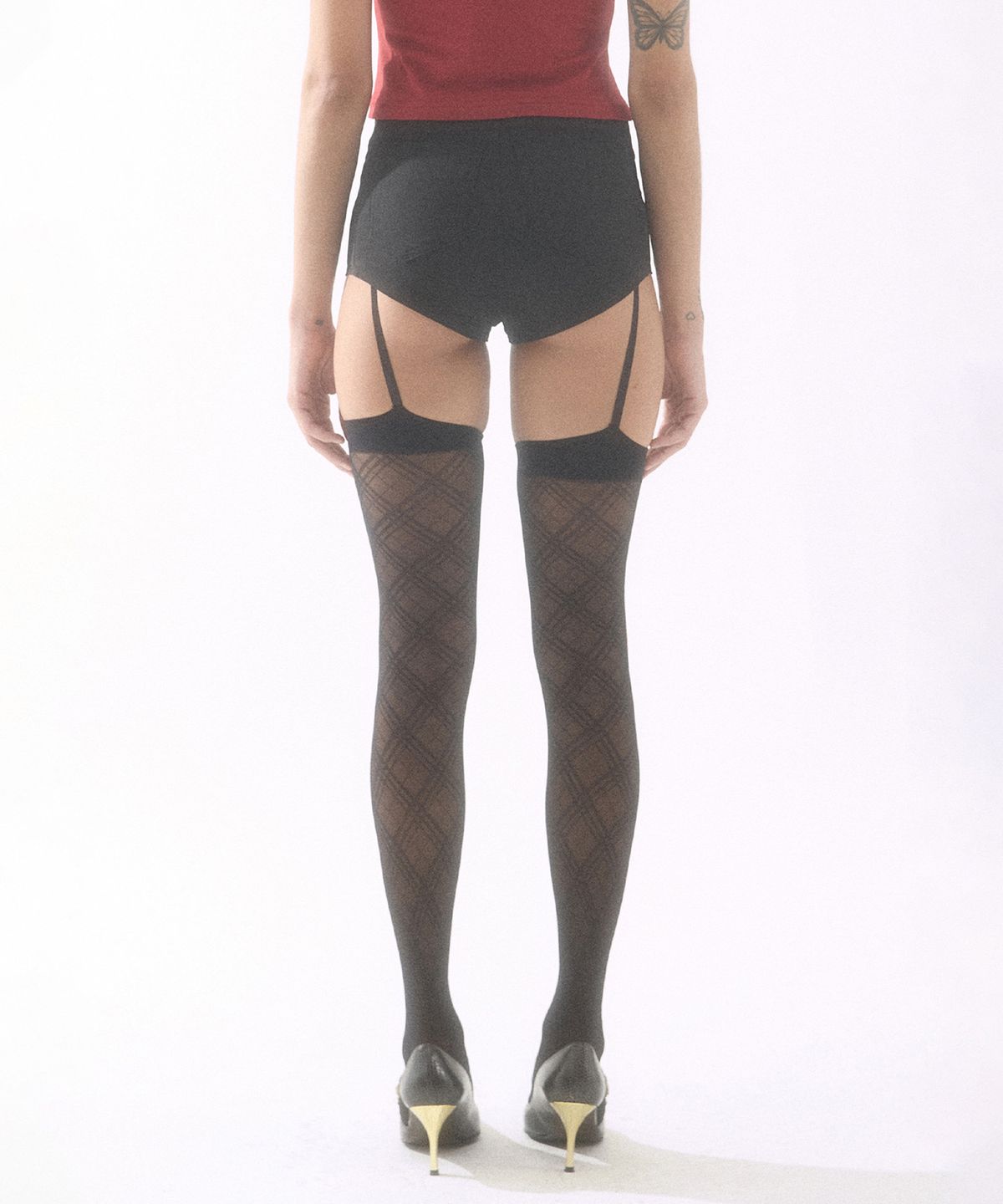 배디(BADEE) Eyelet Micro Shorts Black